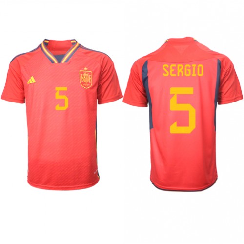 Spain Sergio Busquets #5 Replica Home Shirt World Cup 2022 Short Sleeve